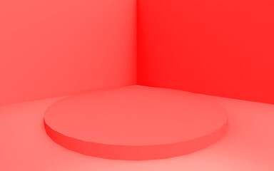 Abstract 3d pink color cylinder podium minimal studio background.