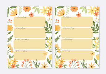 Cute Yellow Floral Daily Notes Template