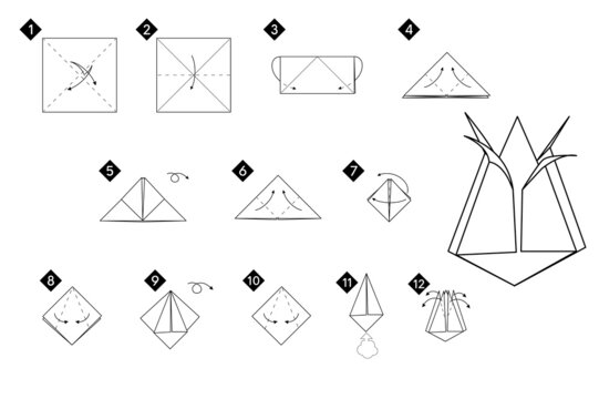 How to make origami tulip flower. Step by step
