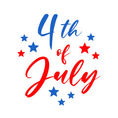 4th of July lettering with stars. Vector illustration