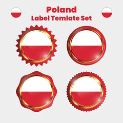 Round flags of Poland. Pin buttons. Badges pin brooch, stickers. Set of web buttons