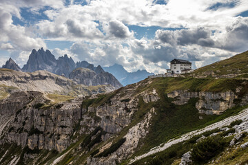 Fototapeta na wymiar Mountain trail Tre Cime di Lavaredo in Dolomites