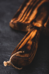 Handmade Cutting Board on Dark Background