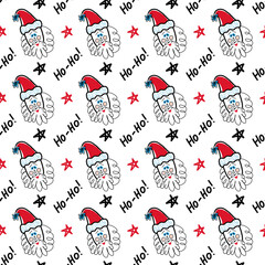 Festive Christmas pattern with santa claus and stars. vector illustration 