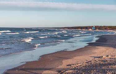 view of the beach in sunset