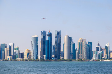 Obraz premium Skyscrapers and Financial District skyline in West Bay, Doha, Qatar