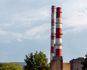 Electric power plant and chimney in the Vilnius city