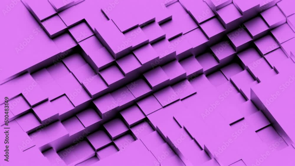 Poster surface of squares moving out in waves. design. squares are moving above surface. 3d surface with re