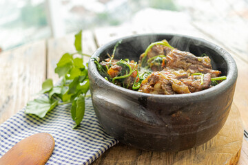 Oxtail with cress. Typical dish of Brazilian cuisine "Rabada".