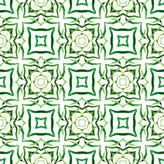 Watercolor summer ethnic border pattern. Green