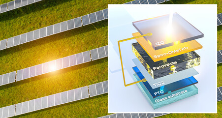 illustration of a modern perovskite high performance solar cell module for high efficient photon...