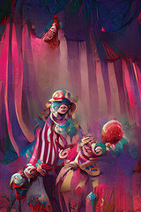 scary circus monster abstract digital art - obrazy, fototapety, plakaty