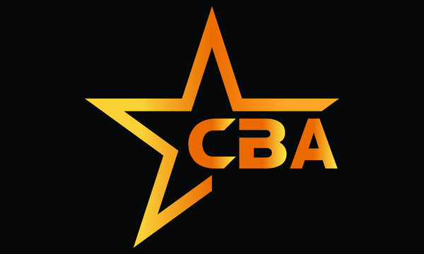 CBA golden luxury star icon three letter logo design vector template. royal logo | luxury logo | jewelry logo | premium logo | iconic logo | Victoria logo |