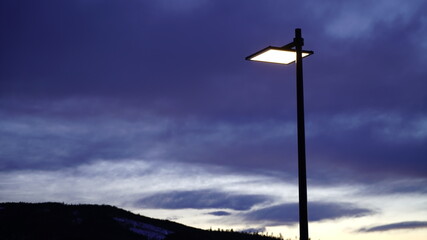 winter landscape with snow, night in norway brumunddal