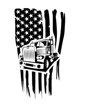 Truck Driver American USA Flag Patriotic Trucker' Sticker