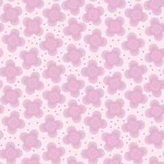 Soft mauve floral seamless vector pattern. Cute, little,  flowers in pink and purple hues. Modern, simple, minimal geometric style design. Feminine, background, repeat surface texture for girls.