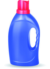 Blue plastic bottle of cleaning product. EPS-10