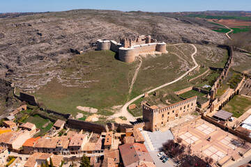 Castle of Berlanga de Duero. View from above. Province of Soria. Castile and Leon community. Spain - obrazy, fototapety, plakaty