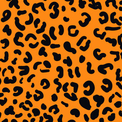 Textura en forma de leopardo con imagenes vectoriales color negro y naranja  © Paul