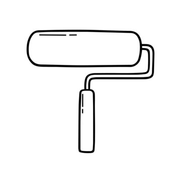 recommend clip art: Hand drawn paint roller doodle. Construction tool in sketch style. Vector illustration isolated on white background.