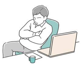 仕事中に居眠りするビジネスマン
