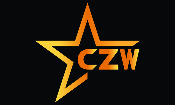 CZW golden luxury star icon three letter logo design vector template. royal logo | luxury logo | jewelry logo | premium logo | iconic logo | Victoria logo |