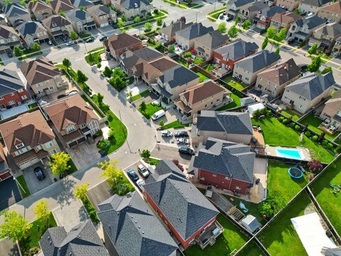 Property, homes and real estate concept, summer season,Ontario Canada. Residential neighbourhood in the suburbs. Template for mortgage