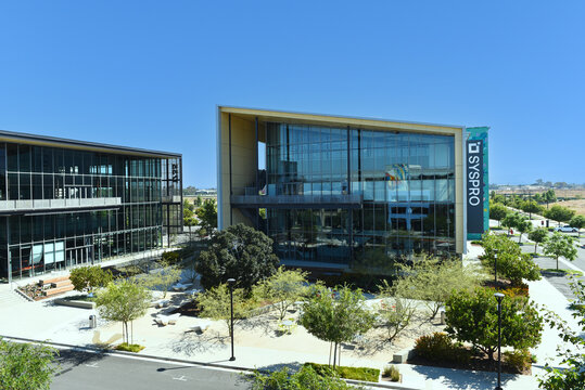 TUSTIN, CALIFORNIA - 12 JUN 2022: Campus at the Flight at Tustin Legacy, a modern business park.