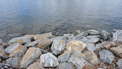Fototapeta na wymiar Lake water with blue sky