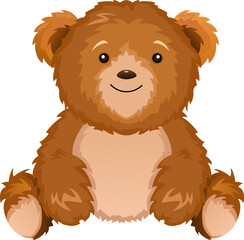 Cute teddy bear sitting on white background