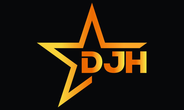 DJH golden luxury star icon three letter logo design vector template. royal logo | luxury logo | jewelry logo | premium logo | iconic logo | Victoria logo |