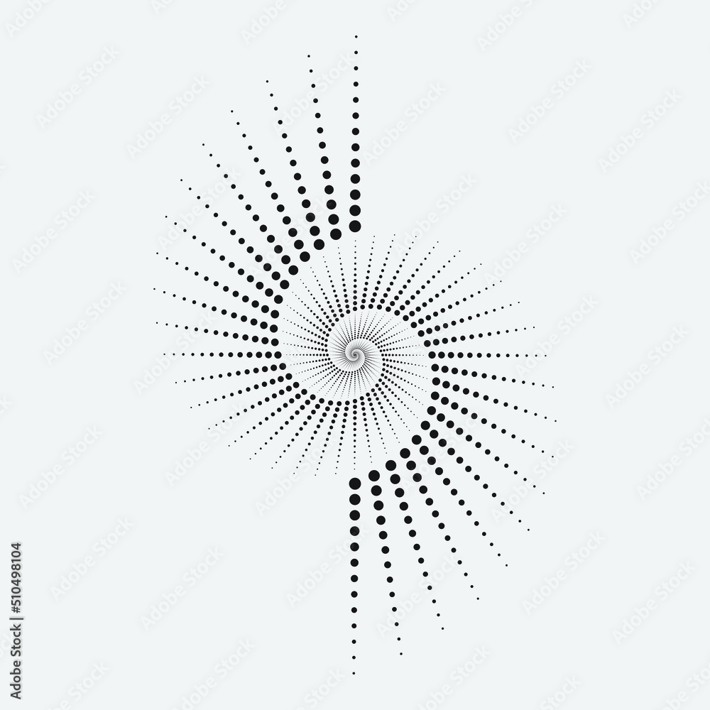 Poster Circle halftone spiral background. dots abstract concentric circle. spiral, swirl, twirl element. Circular and radial dots helix. Segmented circle with rotation.