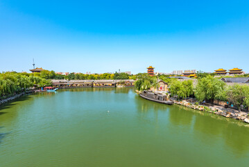 Kaifeng Millennium City Park, a Large-scale Historical Cultural Theme Park in Chinese Famous Ancient City of Kaifeng, Henan Province, China.