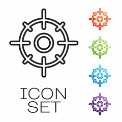 Black line Target sport icon isolated on white background. Clean target with numbers for shooting range or shooting. Set icons colorful. Vector