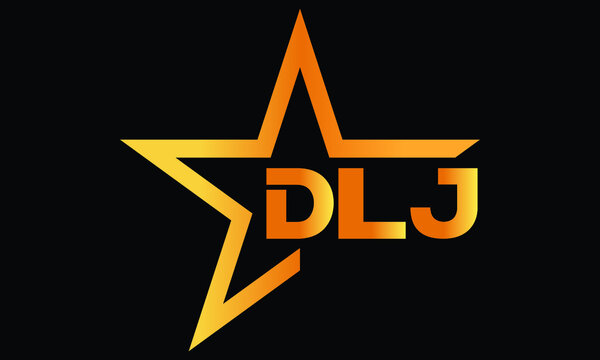 DLJ golden luxury star icon three letter logo design vector template. royal logo | luxury logo | jewelry logo | premium logo | iconic logo | Victoria logo |
