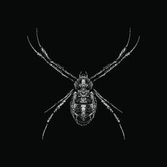 Orb Weaver hand drawing vector illustration isolated on black background