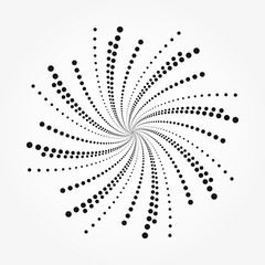 Halftone dotted background circularly distributed. Halftone effect vector pattern, texture, frame. Circle dots isolated on the white background. Border logo icon. Draft emblem for design.