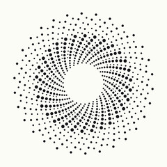 Halftone swirl pattern background. Vector dots texture retro. Abstract concentric dotted backdrop, texture, element as a design object.