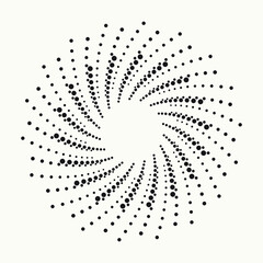 Halftone swirl pattern background. Vector dots texture retro. Abstract concentric dotted backdrop, texture, element as a design object.