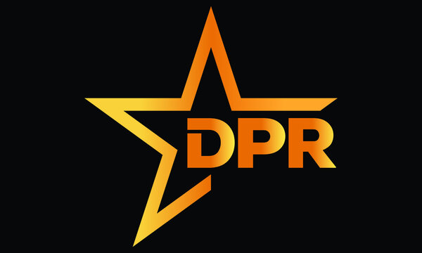 DPR golden luxury star icon three letter logo design vector template. royal logo | luxury logo | jewelry logo | premium logo | iconic logo | Victoria logo |