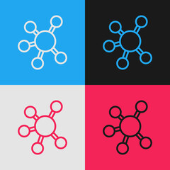 Pop art line Project team base icon isolated on color background. Business analysis and planning, consulting, team work, project management. Vector