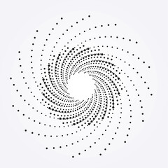 Circle halftone spiral backdrop. Dotted abstract concentric circle. spiral, swirl, twirl element. Circular and radial dots helix. Design element for multipurpose use.