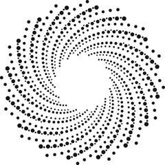Circle halftone spiral backdrop. Dotted abstract concentric circle. spiral, swirl, twirl element. Circular and radial dots helix. Design element for multipurpose use.