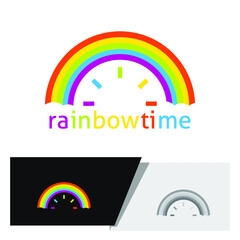 colorful cute rainbow time logo