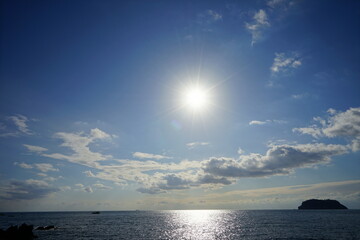 fascinating seascape with island and clouds