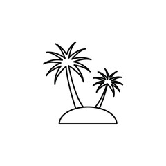 Palm, Coconut, Tree, Island, Beach Thin Line Icon Vector Illustration Logo Template. Suitable For Many Purposes.