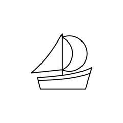 Ship, Boat, Sailboat Thin Line Icon Vector Illustration Logo Template. Suitable For Many Purposes.