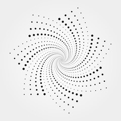 Circle halftone spiral backdrop. Dotted abstract concentric circle. spiral, swirl, twirl element. Circular and radial dots helix. Design element for multipurpose use.