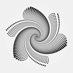 Abstract halftone swirl circular design element. Fabric design element. Halftone circle dots texture. Vector design element. Dotted clothing design element.