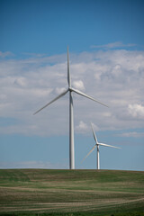 Fototapeta premium Wintering Hills wind park in central Alberta close to Drumheller.